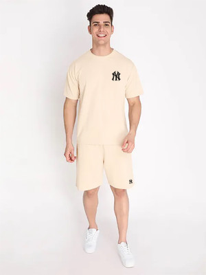 Fifth U Men Printed Beige Night Suit Set