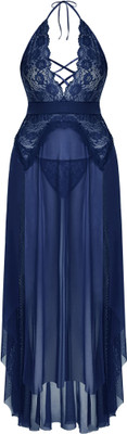 DreamBe Women Solid Dark Blue Night Suit Set