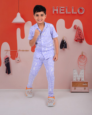 3BROS Boys Printed Multicolor Night Suit Set