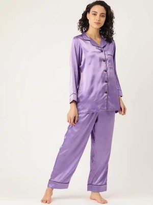 Viharsh Lifestyle Women Solid Purple Shirt & Pyjama set