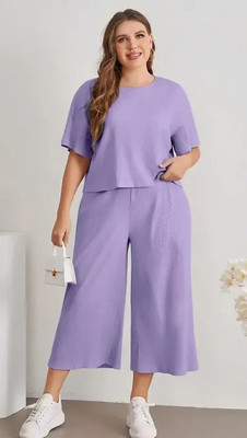 urban cat Women Solid Purple Top & Pyjama Set