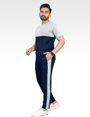 LINSOR FASHION Men Colorblock Blue Night Suit Set