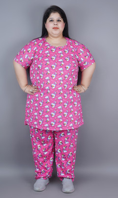 Wako Women Printed Pink Night Suit Set