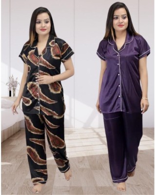 KV2 Women Self Design Multicolor Night Suit Set