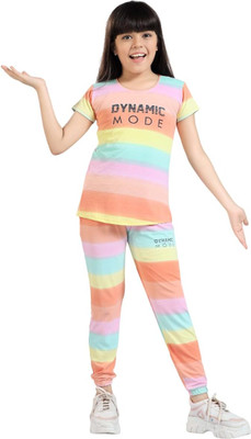 COZYKUDOS Girls Self Design Multicolor Top & Pyjama Set