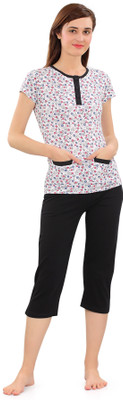 HouseOfCommon Women Printed Multicolor Top & Pyjama Set