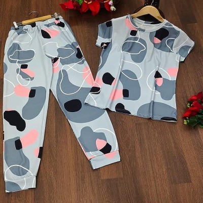 VJ FASHION Women Ombre/Dyed Grey Night Suit Set