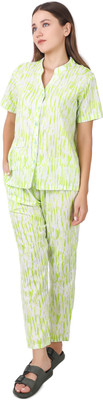 CLOTHING CULTURE Women Printed Green, White Shirt & Pyjama set