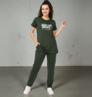 MEGHA FASHION Women Printed Green Night Suit Set