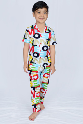 3BROS Boys Printed Multicolor Night Suit Set