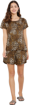 USA Fantasy Women Animal Print Multicolor Top & Shorts Set