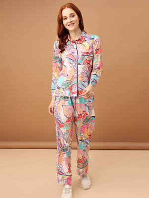 AmarAsha Women Printed Multicolor Shirt & Pyjama set