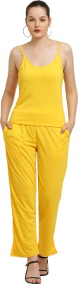 CANIDAE Women Solid Yellow Top & Pyjama Set