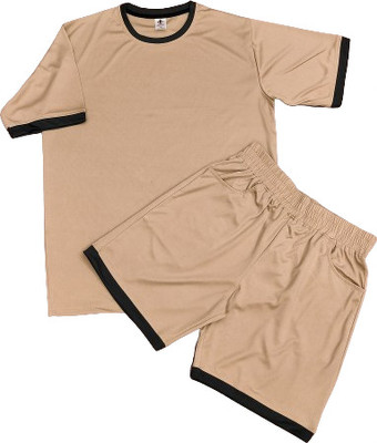 BALUDACLOTHS Men Self Design Black Top & Shorts Set