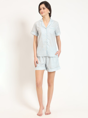 DIVENA Women Geometric Print Grey Top & Shorts Set