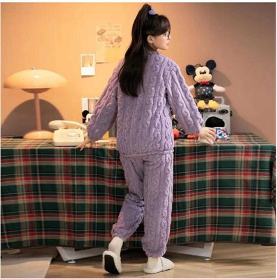 Neemzari Women Self Design Purple Top & Pyjama Set