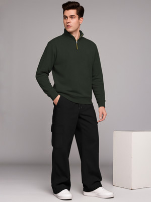 TRIPR Men Solid Dark Green, Black Night Suit Set