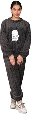 OMI Women Self Design Grey Night Suit Set