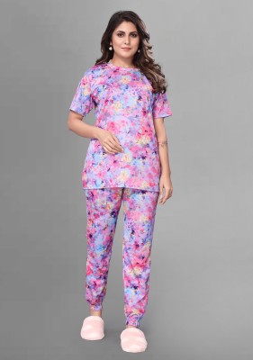 Eimear enterprise Women Printed Pink Night Suit Set