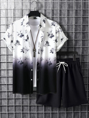 Varni Creation Men Printed White Night Suit Set