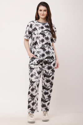 Rhenowear Women Ombre/Dyed Pink Top & Pyjama Set