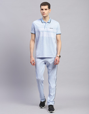 MONTE CARLO Men Solid, Striped Light Blue Top & Pyjama Set
