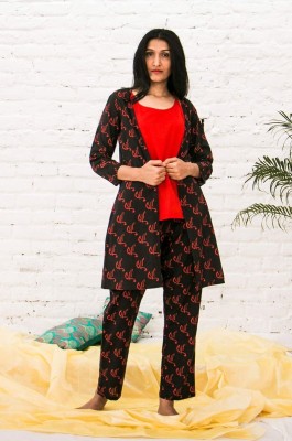 HAPPI STOCK Women Printed Red Night Suit Set