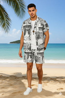 GLORI STAR Men Printed Multicolor Night Suit Set