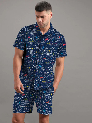 CHEAPSHIRTS Men Printed Multicolor Night Suit Set