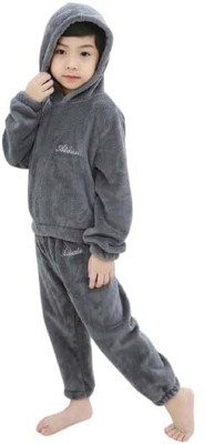Scarlettstar Boys & Girls Solid Grey Night Suit Set