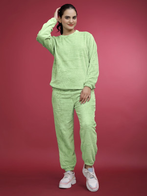 SAKARMAA Women Solid Light Green Top & Pyjama Set