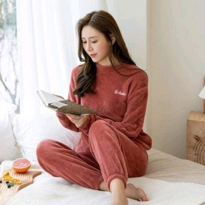 TIARO Women Self Design Red Night Suit Set