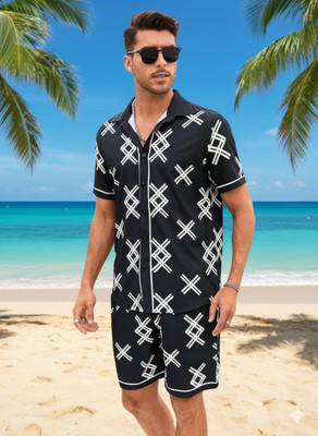 GLORI STAR Men Printed Multicolor Night Suit Set