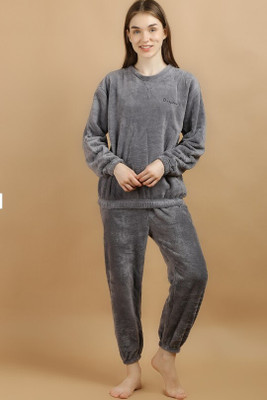 Bellwell Women Self Design Grey Night Suit Set