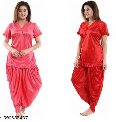 DIVYASTRI FASHION Women Solid Maroon, Red Night Suit Set