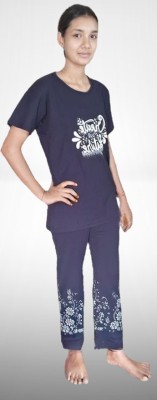 SP FASHION Women Printed Blue Top & Pyjama Set