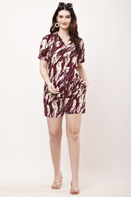 USA Fantasy Women Printed Purple Night Suit Set