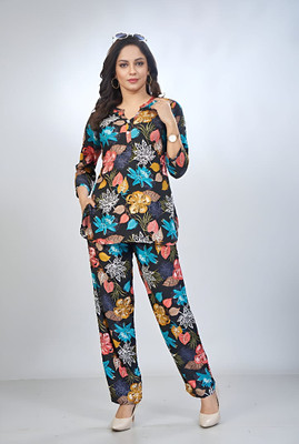 SNEHA ENTERPRISES Women Floral Print Black Top & Pyjama Set