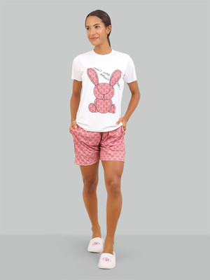 R V Enterprise Women Printed Pink Top & Shorts Set