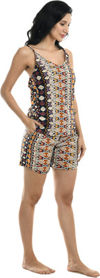 ShopGlobal Women Printed Beige Top & Shorts Set