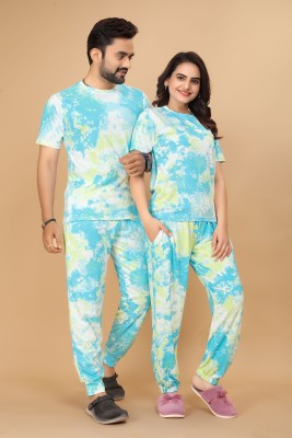 Fashion Galleria Women Printed Light Blue Top & Pyjama Set