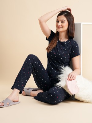 SWEET DREAMS Women Printed Blue Top & Pyjama Set