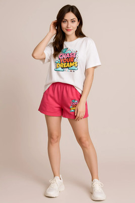 Elvia Women Printed Multicolor Top & Shorts Set