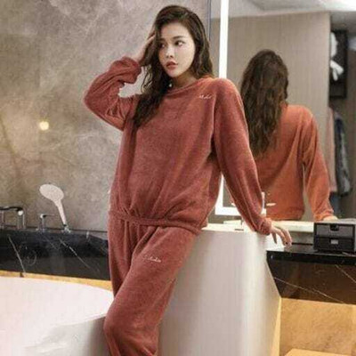 TIARO Women Self Design Red Night Suit Set