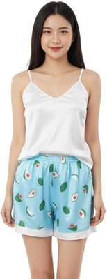 RioDebella Women Graphic Print Blue Top & Shorts Set