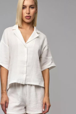 Bella Babe by SK Women Self Design White Top & Shorts Set