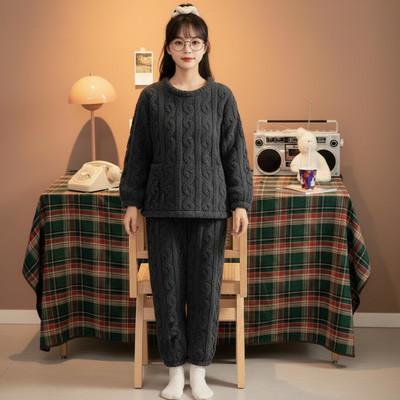 TIARA WORLD Women Self Design Grey Night Suit Set