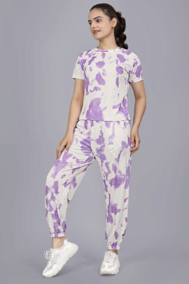 KV2 Women Self Design Purple Night Suit Set