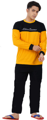 GOKUL FASHION Men Embroidered Yellow Top & Pyjama Set