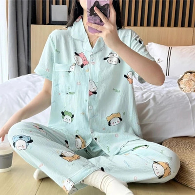 Lugo Women Printed Blue Night Suit Set